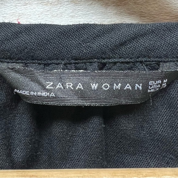 Zara Womens Embroidered Tassel Top Red Black Long Sleeve Floral Size Medium - Picture 8 of 13